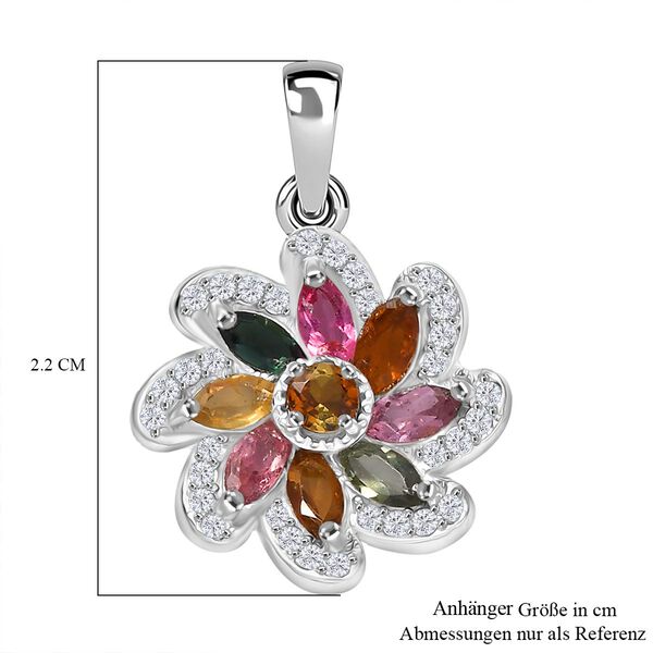 Fr&uuml;hlingsbl&uuml;te -Mehrfarbig-Turmalin Anh&auml;nger 925 Silber rhodiniert ca. 0,99 ct. image number 5