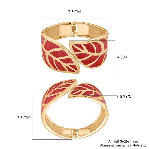 Emaille-Armband in Fuchsia mit Blattmuster, ca. 17 cm image number 7