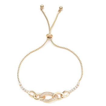 Wei&szlig;er Zirkonia Bolo Armband ca. 15.25 cm goldfarben ca. 0,20 ct