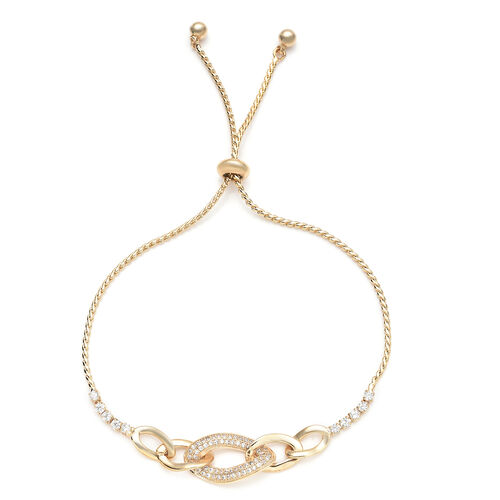 Weißer Zirkonia Bolo Armband ca. 15.25 cm goldfarben ca. 0,20 ct image number 0
