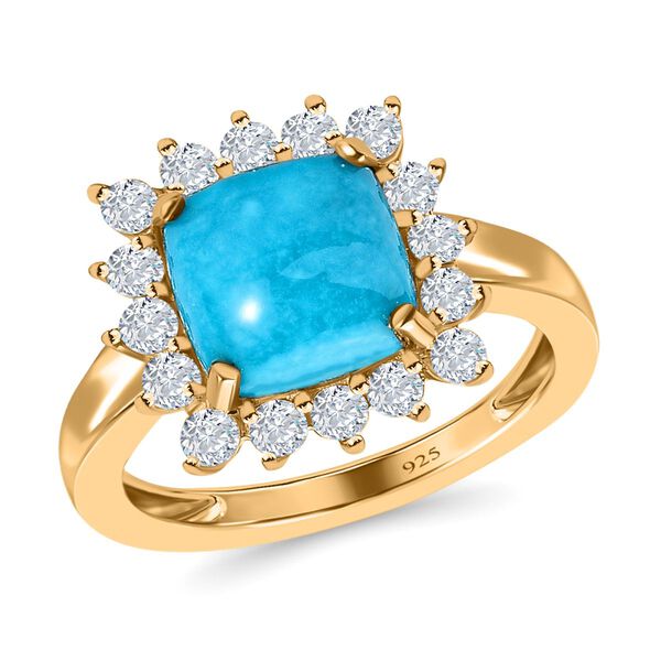 Sleeping Beauty T&uuml;rkis und Zirkon Halo Ring - 3,09 ct. image number 3