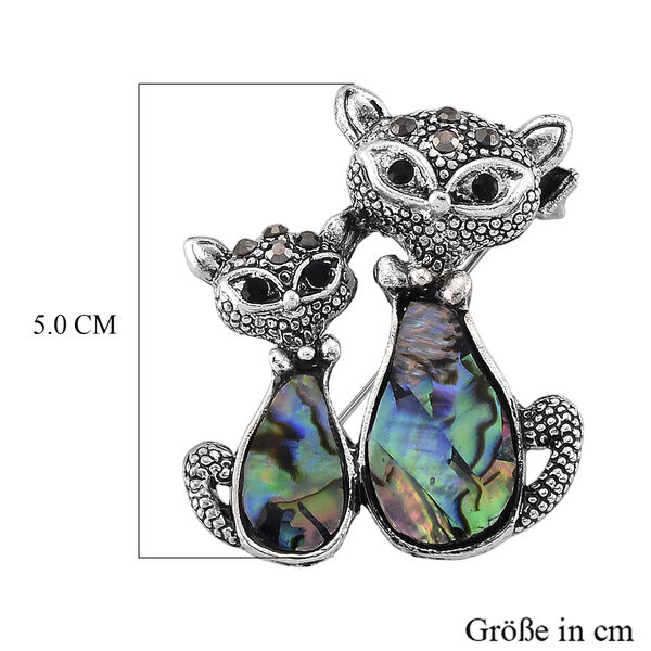 Abalone Muschel, Schwarze Kristall Brosche Reine Legierung Antik-silber-Plattierung image number 4