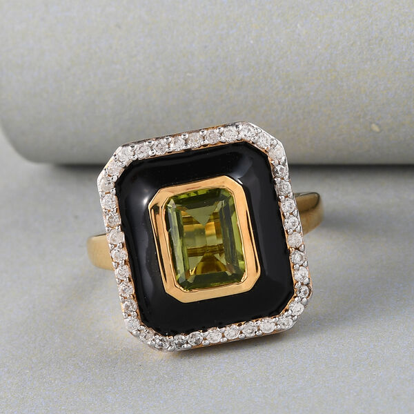 Nat&uuml;rlicher Peridot und Zirkon-Ring, 925 Silber vergoldet  ca. 1,68 ct image number 2