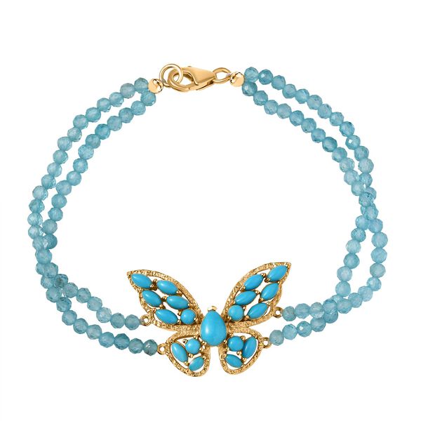 D’joy Sleeping Beauty Türkis, Apatit Armband ca. 19 cm 925 Silber 750 Gelb Vergoldet ca. 33.19 ct image number 0