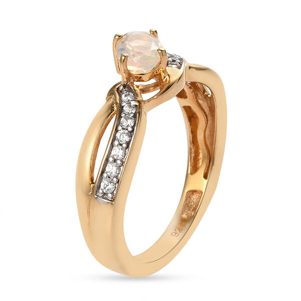 Natürlicher, äthiopischer Opal und Zirkon-Ring, 925 Silber Vergoldet  ca. 0,47 ct image number 5