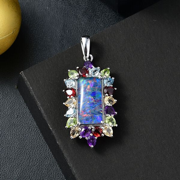 Boulder Opal Triplett und Multi-Edelstein Anh&auml;nger - 6,72 ct. image number 2