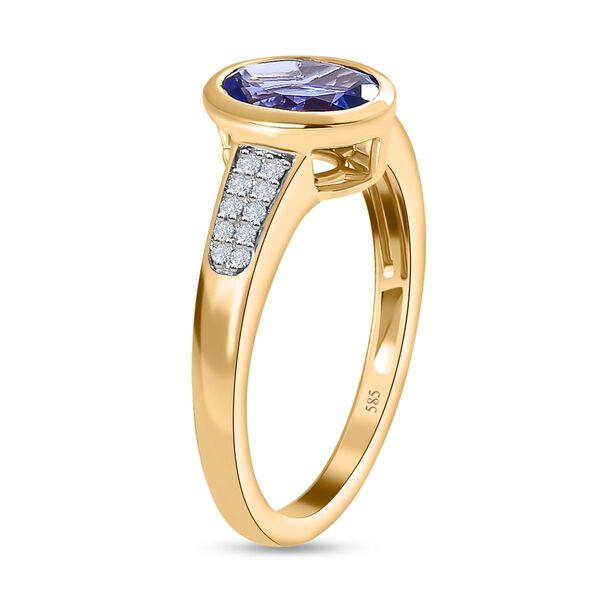 AAA Tansanit und Diamant Ring in 585 Gelbgold - 1,63 ct. image number 5