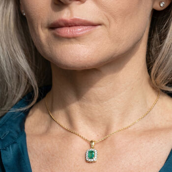 D'Joy AAA Kagem sambischer Smaragd und Moissanit Anh&auml;nger mit 50cm Kette - 0,76 ct.