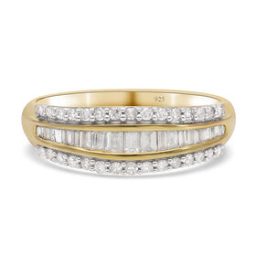 Diamant-Ring, 925 Silber Gelbgold Vermeil  ca. 0,50 ct
