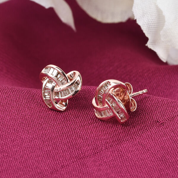 Liebesknoten Champagner Diamant Ohrstecker, 925 Silber mit Ros&eacute;gold Vermeil - 0,25 ct. image number 8