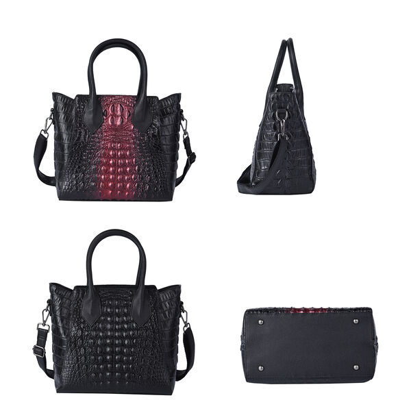 Crossbody Tasche aus 100% echtem Leder mit Kroko-Pr&auml;gung, Gr&ouml;&szlig;e 28x14x27 cm, rot image number 4