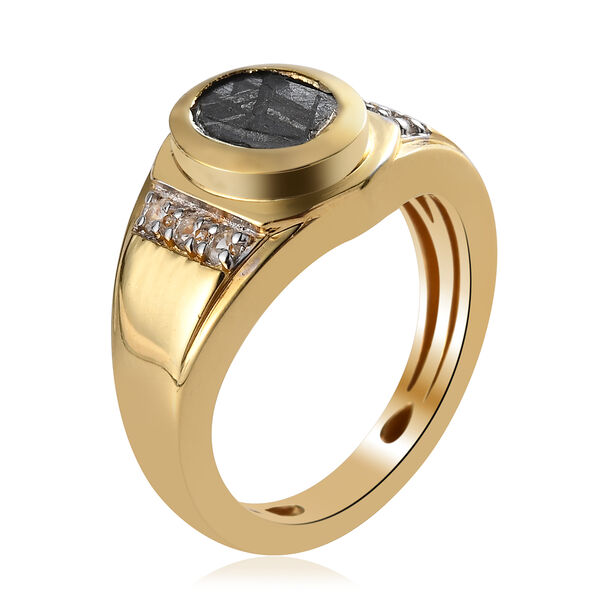 Meteorit und Zirkon Ring 925 Silber vergoldet  ca. 2,96 ct image number 5