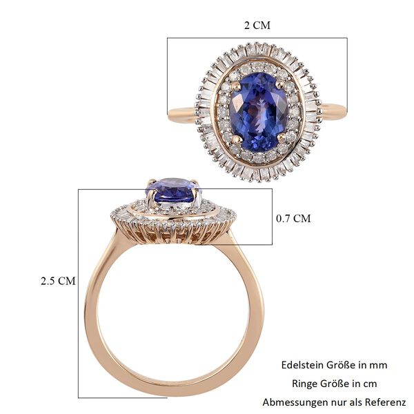 AA Tansanit und Diamant Halo Ring 375 Gelbgold image number 7