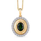 D’joy Natürlicher Chromdiopsid, Weißer Zirkon Schmuckset 925 Silber 750 Gelbgold Vermeil ca. 2,07 ct.