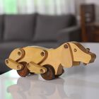 Handgefertigter Holzspielzeug-Hund auf Rädern, Größe 30x10x9 cm, Braun image number 4