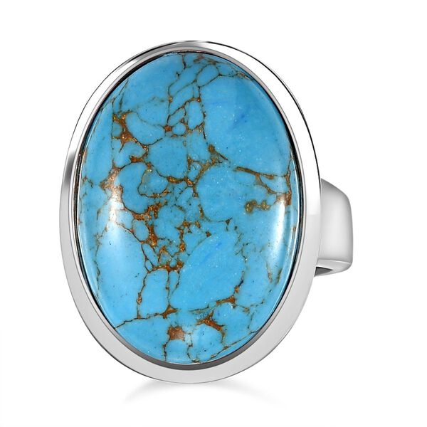 Blauer T&uuml;rkis Ring, Edelstahl (Gr&ouml;&szlig;e 16.00) ca. 16.65 ct image number 0