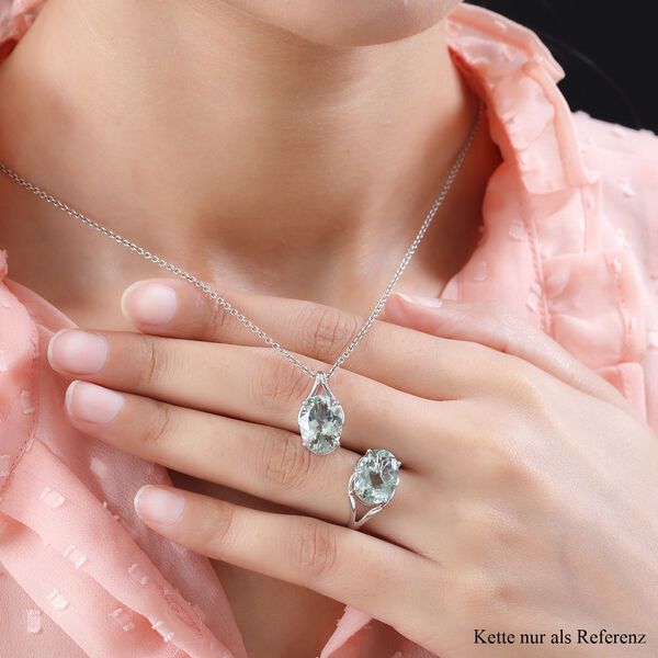 Prasiolith-Ring und Anh&auml;nger, 925 Silber platiniert ca. 11,15 ct image number 3