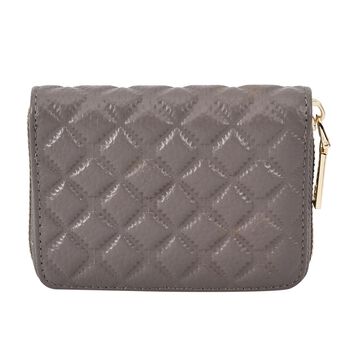 Close out Deal - Rautenf&ouml;rmig gesteppte Brieftasche aus 100% echtem Leder, 10x2x9cm, grau