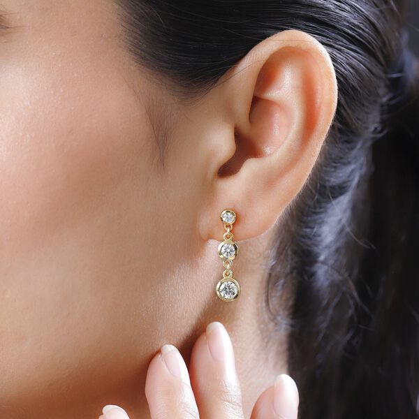 Moissanit Ohrringe, 925 Silber Gelbgold Vermeil, ca. 1.57 ct image number 2