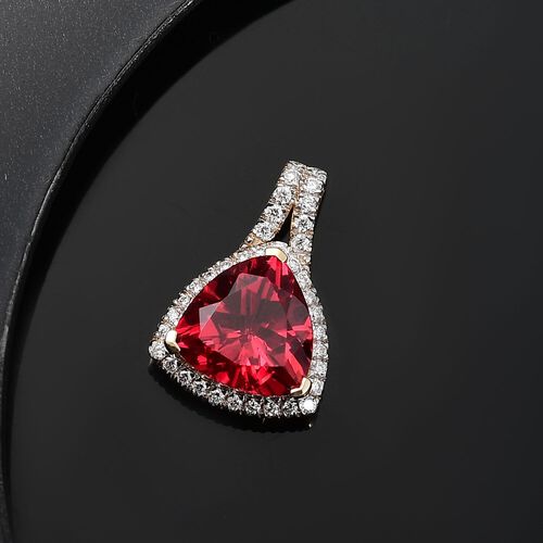 LUXURIANT DIAMOND- zertifiziert und geprüft AAA Labor Padparadscha Saphir und Labor Diamant Anhänger in 417 Gold - 3,87 ct. image number 1