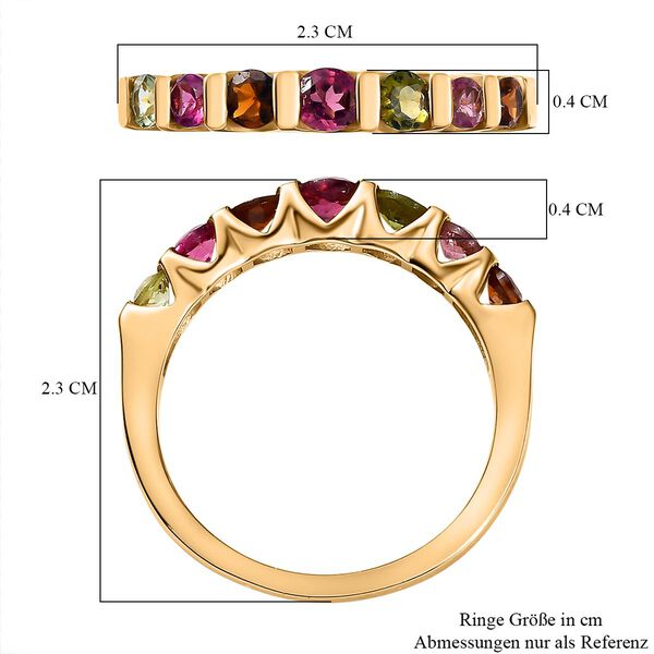 Mehrfarbiger-Turmalin Ring, 925 Silber vergoldet (Größe 19.00) ca. 0.70 ct image number 7