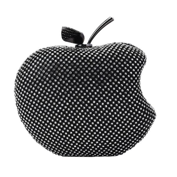 Apple-Clutch mit Kristallverzierung, 15x11,5 cm, Schwarz image number 4