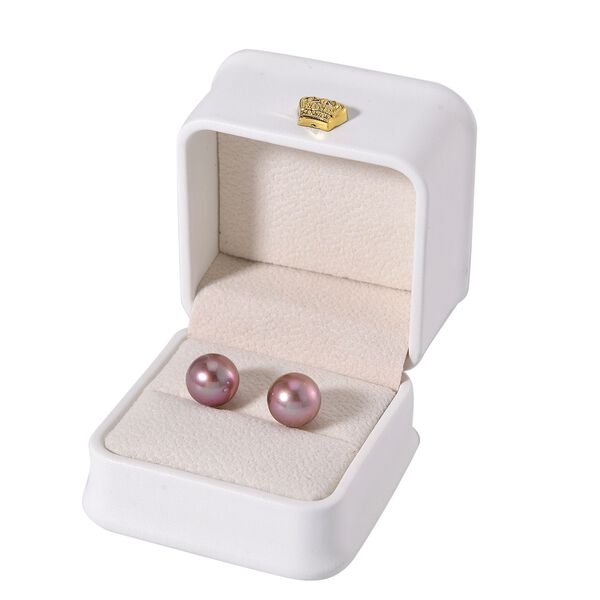 9-10mm lila Edison Perle Ohrringe image number 5