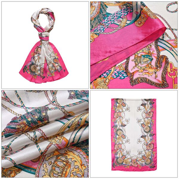 LA MAREY – Satinschal aus Maulbeerseide, Rosa mit weiß image number 5