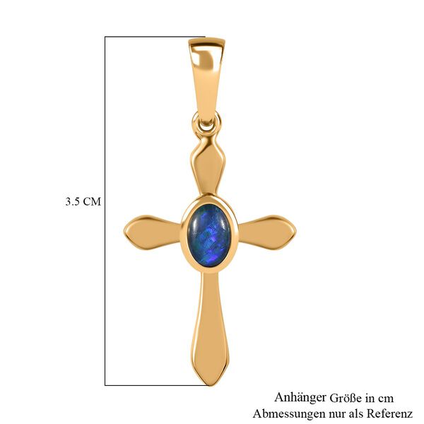 Boulder Opal Triplette Anhänger 925 Silber vergoldet ca. 0,37 ct. image number 5