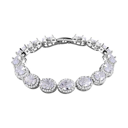 Diamant-Stil Weißer Zirkonia Armband, ca. 19 cm, Messing image number 0