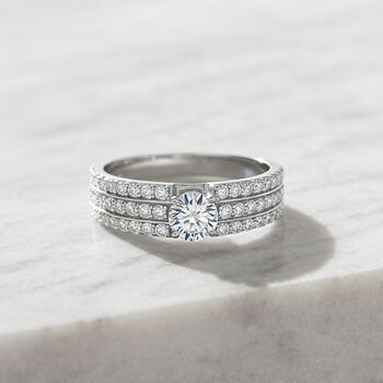 LUXURIANT SGL zertifizierter SI-GH Labor Diamant Ring, 925 Silber rhodiniert - 1 ct.
