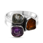 Handgearbeiteter Mehrfarbig Edelsteine Ring 925 Silber (Größe 16.00) ca. 3,70 ct