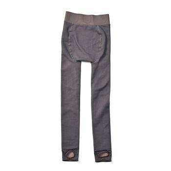 Thermo-Leggings mit Mikroflanell gef&uuml;ttert, grau