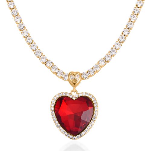 J Francis gefertigt mit SWAROVSKI- Rote und weiße Swarovski Kristall Halskette, 50cm image number 0