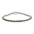 D'joy Nat&uuml;rlicher Chromdiopsid, Nat&uuml;rlicher Rhodolith Granat Armband ca. 20 cm 925 Silber rhodiniert ca. 8.67 ct