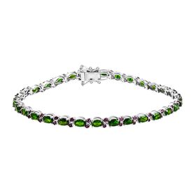 D'joy Nat&uuml;rlicher Chromdiopsid, Nat&uuml;rlicher Rhodolith Granat Armband ca. 20 cm 925 Silber rhodiniert ca. 8.67 ct