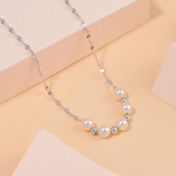 Wei&szlig;e Muschelkernperle Halskette, 43cm - 5 ct. image number 2