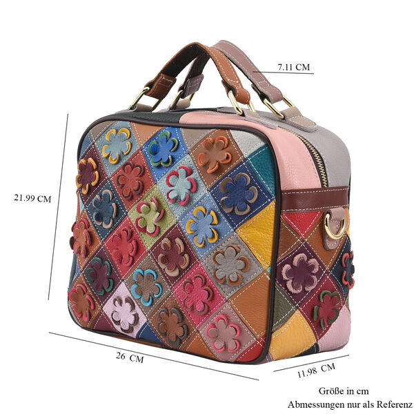 CHAOS BY ELSIE - Patchwork Crossbody Tasche aus 100% echtem Leder mit RFID Schutz, Gr&ouml;&szlig;e 26x12x22 cm, Mehrfarbig image number 7