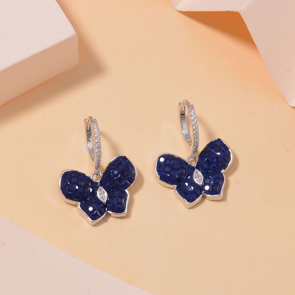 Blaue und weiße Zirkonia Ohrhänger image number 2