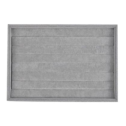 Samt-Ringablage mit 7 Reihen, 35,1x23,9x3cm, Grau
