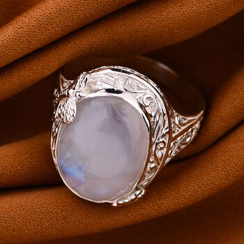 Royal Bali Kollektion- Regenbogen Mondstein Ring - 13,26 ct.