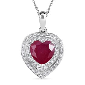 Afrikanischer Rubin  und Zirkon Anhänger mit 45cm Kette - 3,74 ct.
