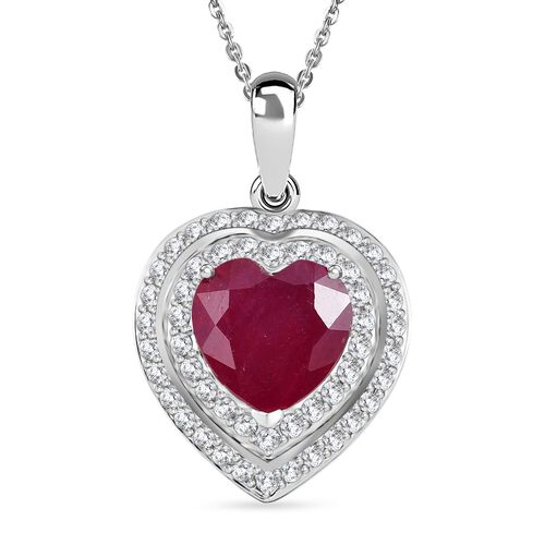 Afrikanischer Rubin  und Zirkon Anhänger mit 45cm Kette - 3,74 ct. image number 0