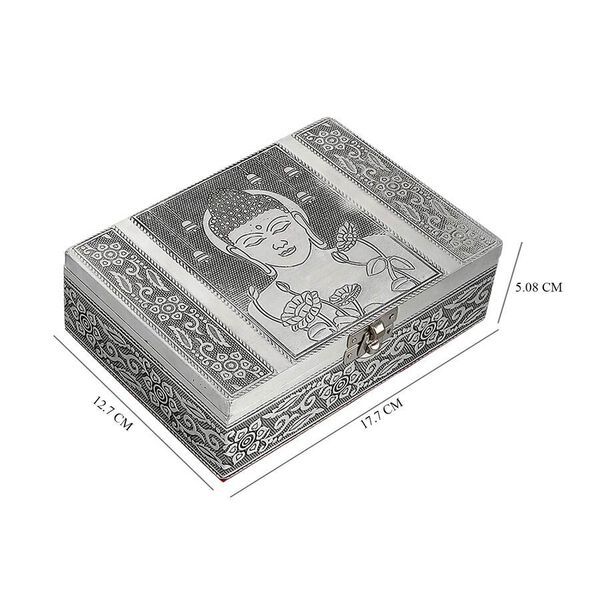 2er-Set Lord Buddha gepr&auml;gte Schmuckk&auml;sten, Gr&ouml;&szlig;e: 17,7x12,7x5,08 cm, Silber und Blau image number 3