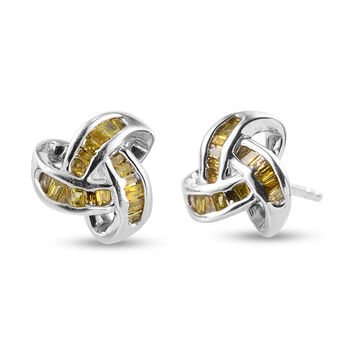 Rote Diamant keltische Knoten-Ohrstecker in Silber