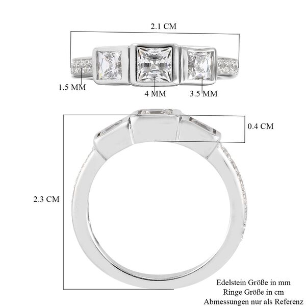 LUSTRO STELLA Hergestellt mit ZIRKONIA 3 Stein Ring 925 Silber Platin-&Uuml;berzug (Gr&ouml;&szlig;e 16.00) ca. 1,88 ct image number 8