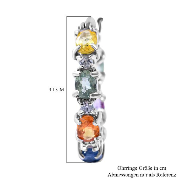Mehrfarbige Saphir-Creolen, 925 Silber platiniert ca. 4.51 ct image number 4