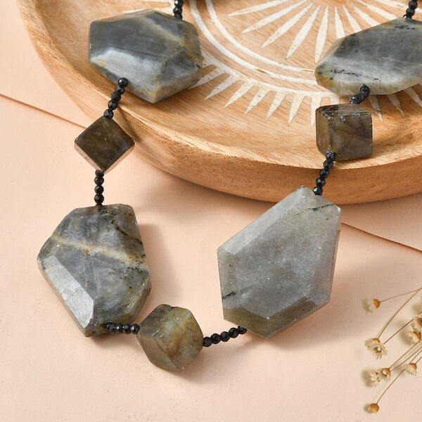 EVER TRUE Labradorit, Schwarzer Spinell Halskette ca. 45 cm Nickelfreies Messing ca. 360.00 ct image number 1