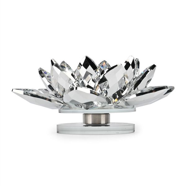Kristallklare Lotusblume Kerzenhalter mit Drehsockel, transparent image number 4