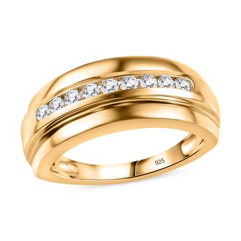 Moissanit Ring 925 Silber 750 Gelbgold Vermeil (Gr&ouml;&szlig;e 17.00) ca. 0,55 ct